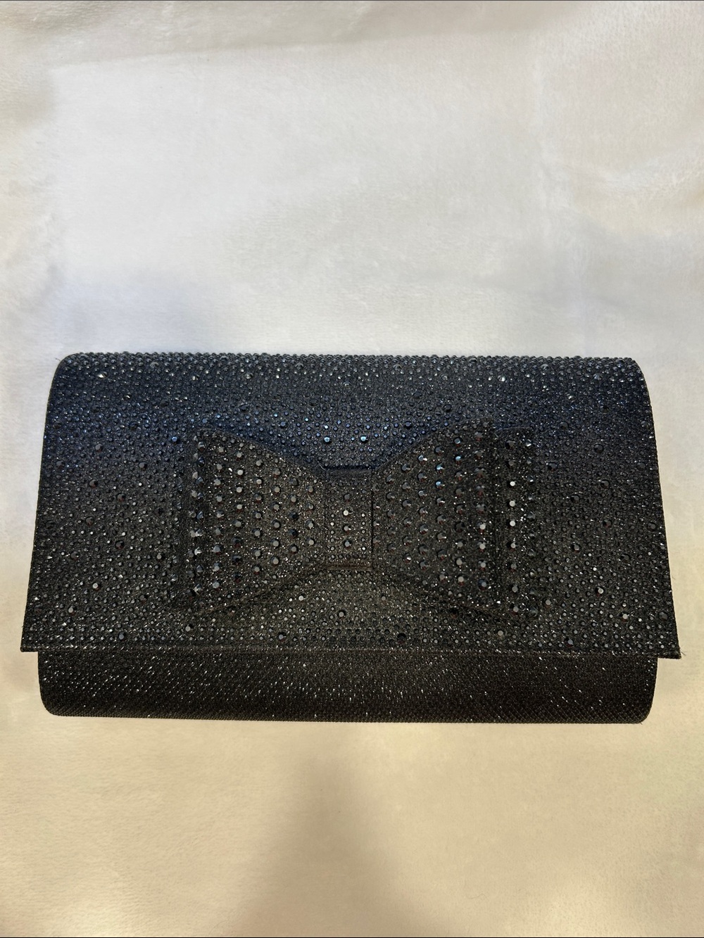 Black Crystal Bow Clutch